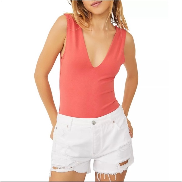 Free People Tops - Free people intimately keep it sleek bodysuit women’s small s pink pointsetta